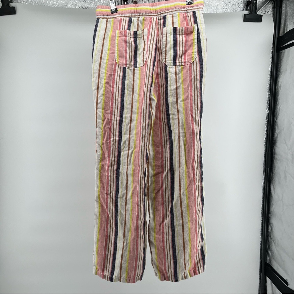 ⭐️3 for $30Old Navy Pink Striped Wide Leg Drawstring Linen Blend Pants Womens XS - Picture 6 of 11